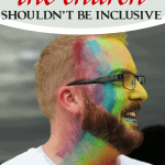 Man with a rainbow painted on his face