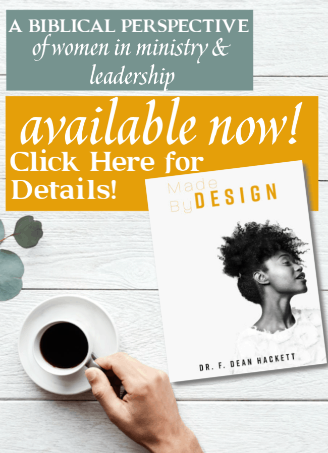 In Made by Design, Dr. Hackett uses biblical text to show how Jesus chose to destroy societal norms to honor women in His day and how His example, both supported what the Bible, as a whole, says about women and gave women a valuable role in kingdom work. #foundational #women #ministry #leadership #books #bible