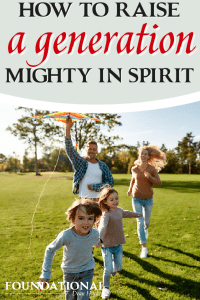 family running through field flying a kite