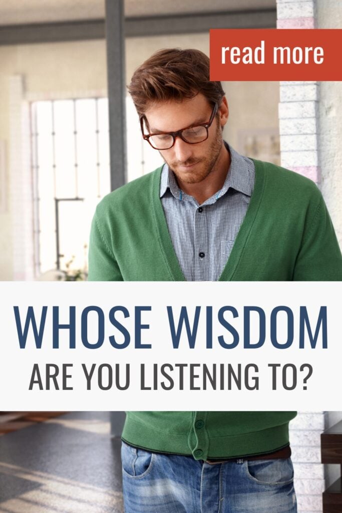 Man reading a book asking whose wisdom are you listening to