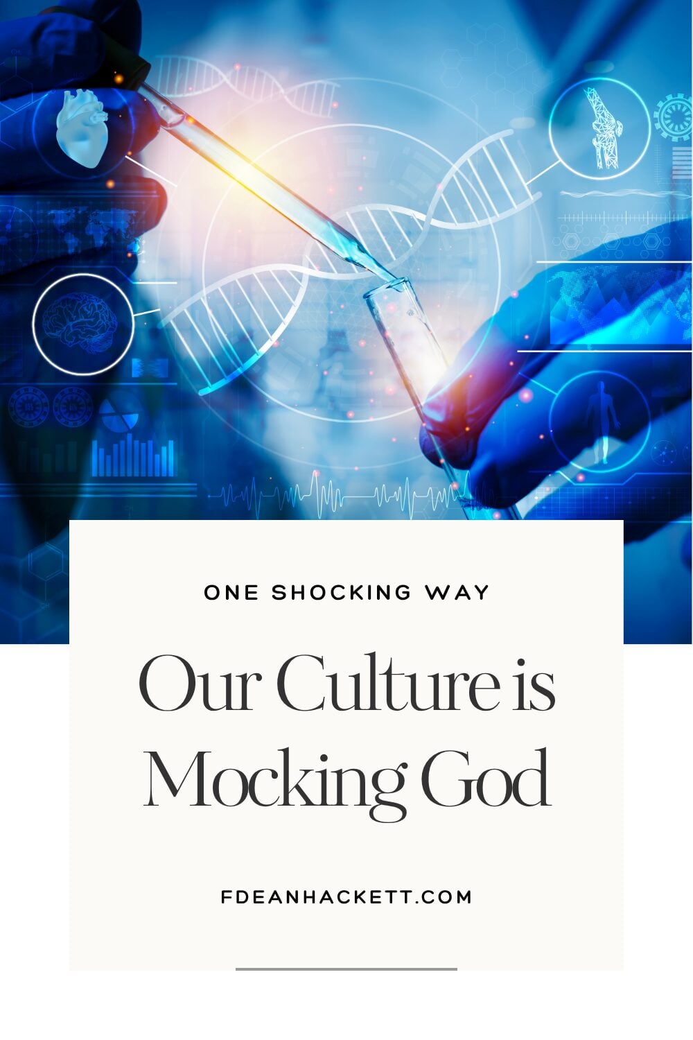 A picture of a scientist and a strand of DNA