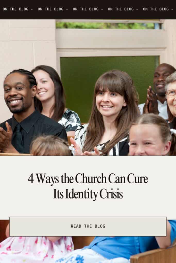 People sitting in a church smiling and laughing