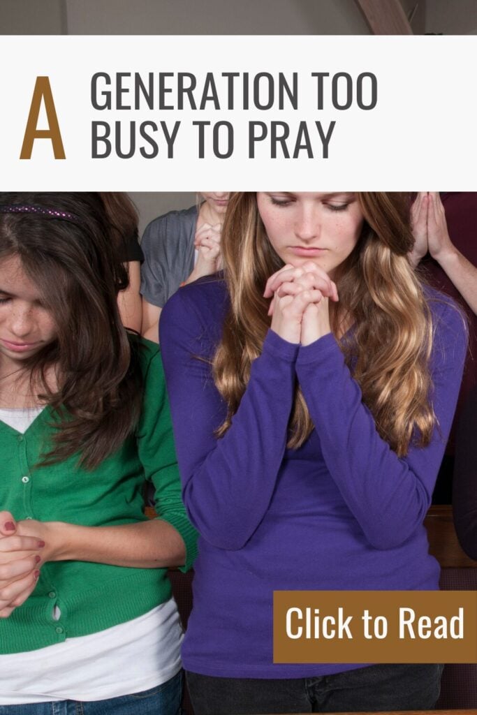 A bunch of teenagers praying because they are not a generation too busy to pray